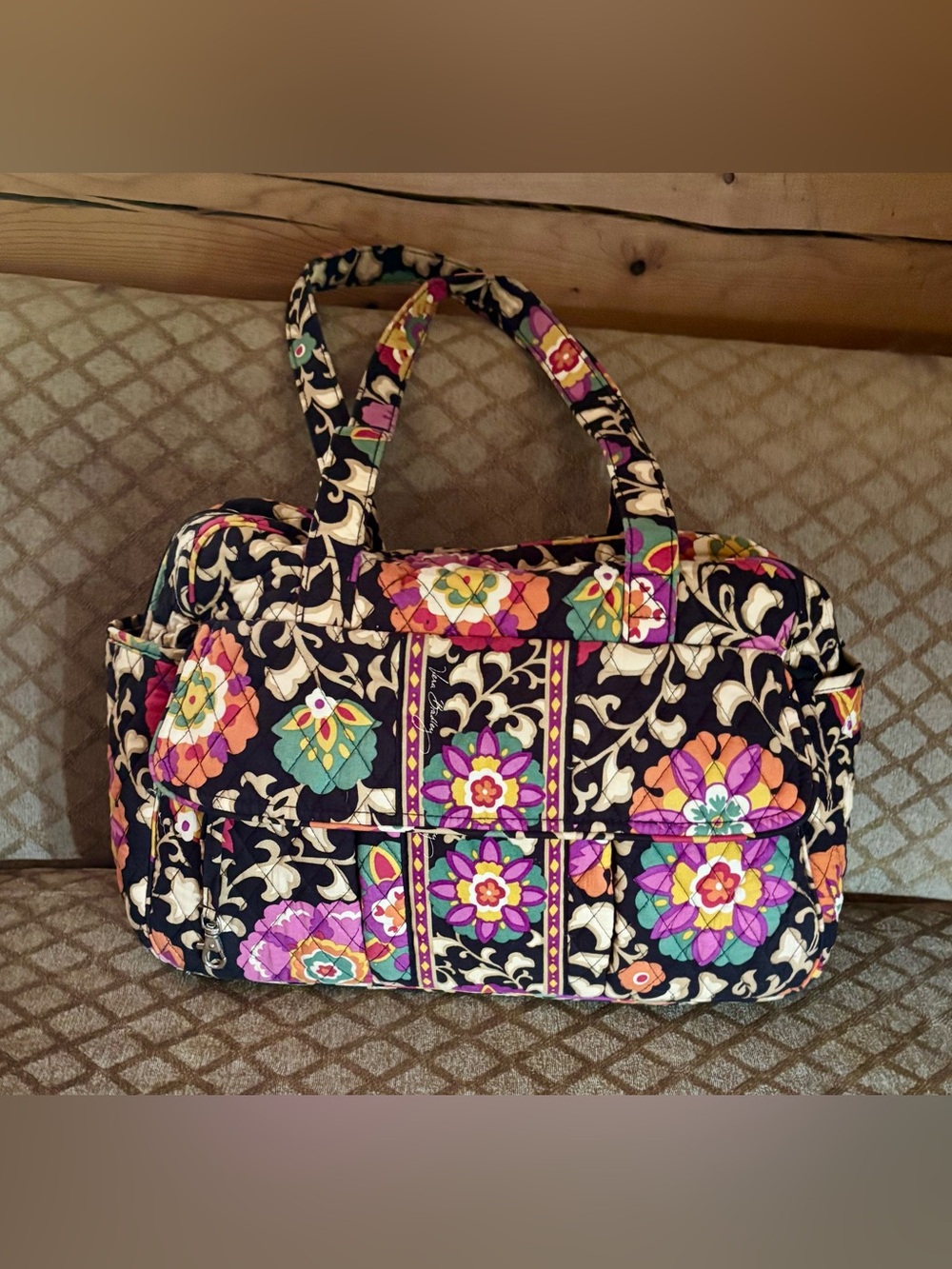Vera Bradley Tote Bag in RETIRED Pattern Suzani w/Water Proof Lining Baby Beach